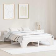 vidaXL Sängram Vit 140 x 200 cm Massiv furu