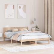 vidaXL Sängram med huvudgavel Naturfärg 140 x 200 cm Massiv furu