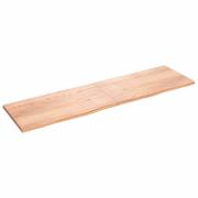 vidaXL Vägghylla ljusbrun 220x60x(2-4) cm behandlad massiv ek