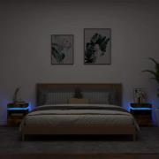 vidaXL Sängbord med LED-belysning 2 st rökfärgad ek 40x39x48,5 cm