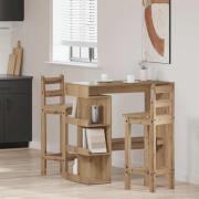 vidaXL Barbord med hyllor artisan ek 100x48x101,5 cm