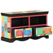 vidaXL TV-skåp Flerfärgsdesign 80 x 35 x 50 cm Massivt Mangoträ