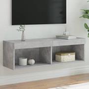 vidaXL Tv-bänk med LED-belysning betonggrå 100x30x30 cm