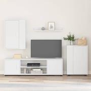 vidaXL TV-bänkset Väggmonterad 4 pcs Vit Konstruerat trä