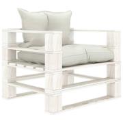 vidaXL Pallsoffa med beige dynor trä
