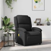 vidaXL Massagefåtölj svart äkta läder