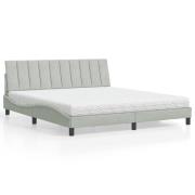 vidaXL Bed with Mattress "Hanko" Light Grey 180x200 cm Velvet