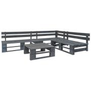 vidaXL Pallsoffa set 4 delar trä grå