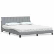vidaXL Bed with Mattress "Hanko" Light Grey 180x200 cm Fabric