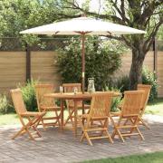 vidaXL Trädgårdsmöbelset 7 pcs Brun 160 x 80 x 75 cm Massivt teakträ