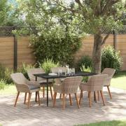 vidaXL Matgrupp 7 pcs Ljusgrå Poly rattan