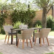 vidaXL Matgrupp 5 pcs Ljusgrå Poly rattan