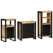 vidaXL Badrumsmöbelset 3 pcs Brun 55 x 35 x 60 cm Massivt mangoträ
