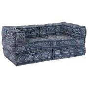 vidaXL Modulär soffa Geometriskt 2 pcs Indigo 70 x 70 x 56 cm tyg