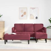 vidaXL Soffset 2 pcs Vinröd 173 x 131 x 67 cm tyg