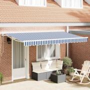 vidaXL Utfällbar markis Blå och Vit 350x200 cm tyg