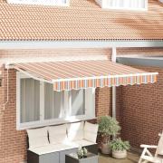 vidaXL Utfällbar markis Flerfärgad rand 350x200 cm tyg