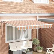 vidaXL Utfällbar markis Flerfärgad rand 350x200 cm tyg