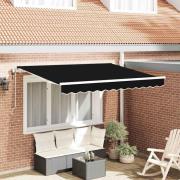 vidaXL Utfällbar markis Svart 350 x 200 cm Polyester och aluminium