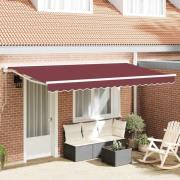 vidaXL Utfällbar markis Vinröd 400x200 cm tyg