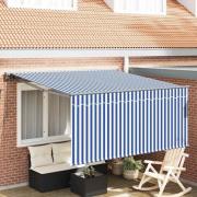 vidaXL Utfällbar markis Blå och vit 300 x 250 cm tyg