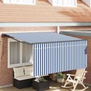 vidaXL Utfällbar markis Blå och vit 300 x 250 cm tyg