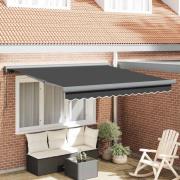vidaXL Utfällbar markis Antracit 300 x 250 cm Tyg, Metall