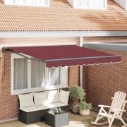 vidaXL Utfällbar markis Burgunder Röd 350x250 cm tyg