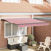 vidaXL Utfällbar markis Röd och vit rand 350x250 cm tyg