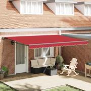 vidaXL Utfällbar markis Röd 450x300 cm tyg