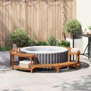 vidaXL Rund Bubbelpool Inhägnad Område Brun Ø255 cm massivt akacia