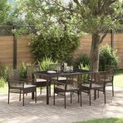 vidaXL Trädgårdsmöbelset 7 pcs Brun Poly rattan