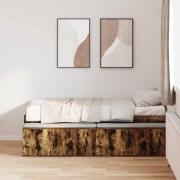 vidaXL Sängram med låda Rökt ek 100 x 200 cm Konstruerat trä