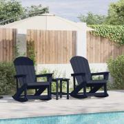 vidaXL Trädgård loungemöbler 3 pcs Marinblå HDPE
