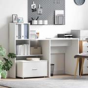 vidaXL Skrivbord med låda Vit 131.5 x 50 x 106.5 cm Konstruerat trä