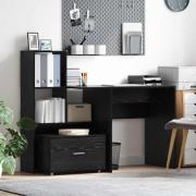 vidaXL Skrivbord Svart ek 131.5 x 50 x 106.5 cm Konstruerat trä