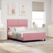 vidaXL Sängram med huvudgavel Rosa 160 x 200 cm Sammet