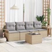 vidaXL Trädgårdsoffset 5 pcs Beige Poly rattan