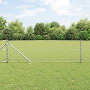vidaXL Staket med stolpar Silver 0.6 x 25 m PVC-belagd stål