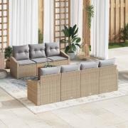 vidaXL Trädgårdsoffset 8 pcs Beige, ljusgrå