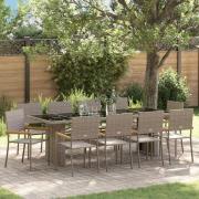 vidaXL Trädgårdsmöbelset 11 pcs Grå Poly rattan
