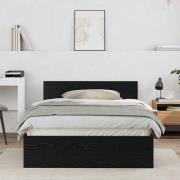 vidaXL Sängram Svart Ek 193 x 125 x 70 cm Konstruerat trä