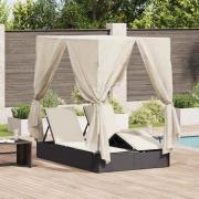 vidaXL Dubbel Solstol med Tak Svart 205 x 129 x 200 cm PE rotting
