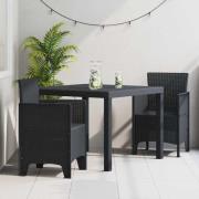 vidaXL Trädgårdsmöbelset 3 pcs Antracit Polt rotting