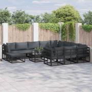 vidaXL Trädgårdsoffset 11 pcs Svart Aluminium