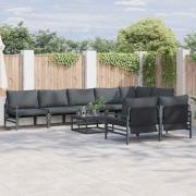 vidaXL Trädgårdsoffset 9 pcs Antracit Stål