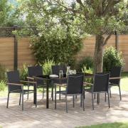 vidaXL Trädgårdsmöbelset 7 pcs Svart Textilene och stål