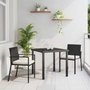 vidaXL Trädgårdsmöbelset 3 pcs Svart Poly rattan