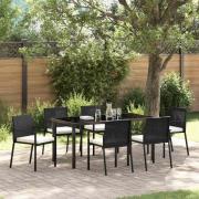vidaXL Trädgårdsmöbelset 7 pcs Svart Poly rattan