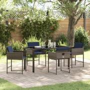 vidaXL Trädgårdsmöbelset med kudde 5 pcs Grå Poly rattan